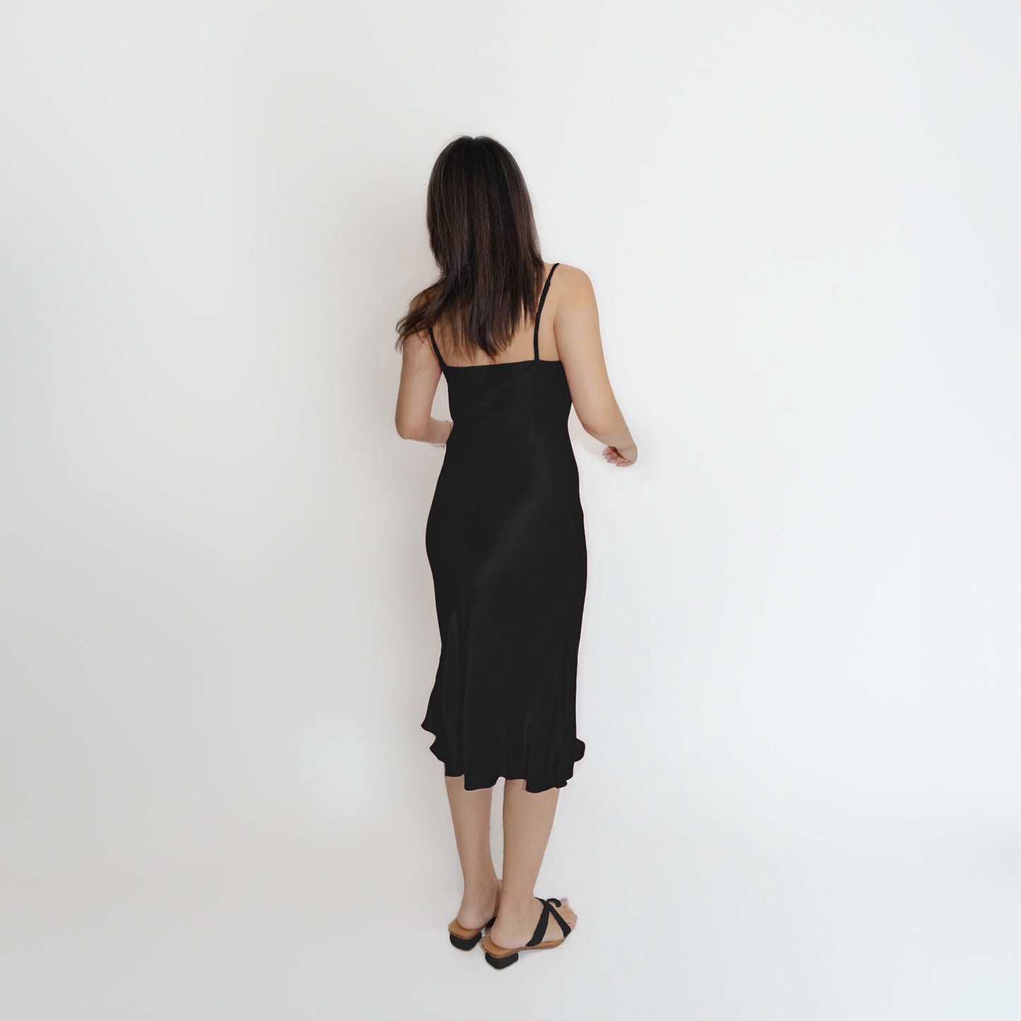 Washable Silk- Slip Dress - Black