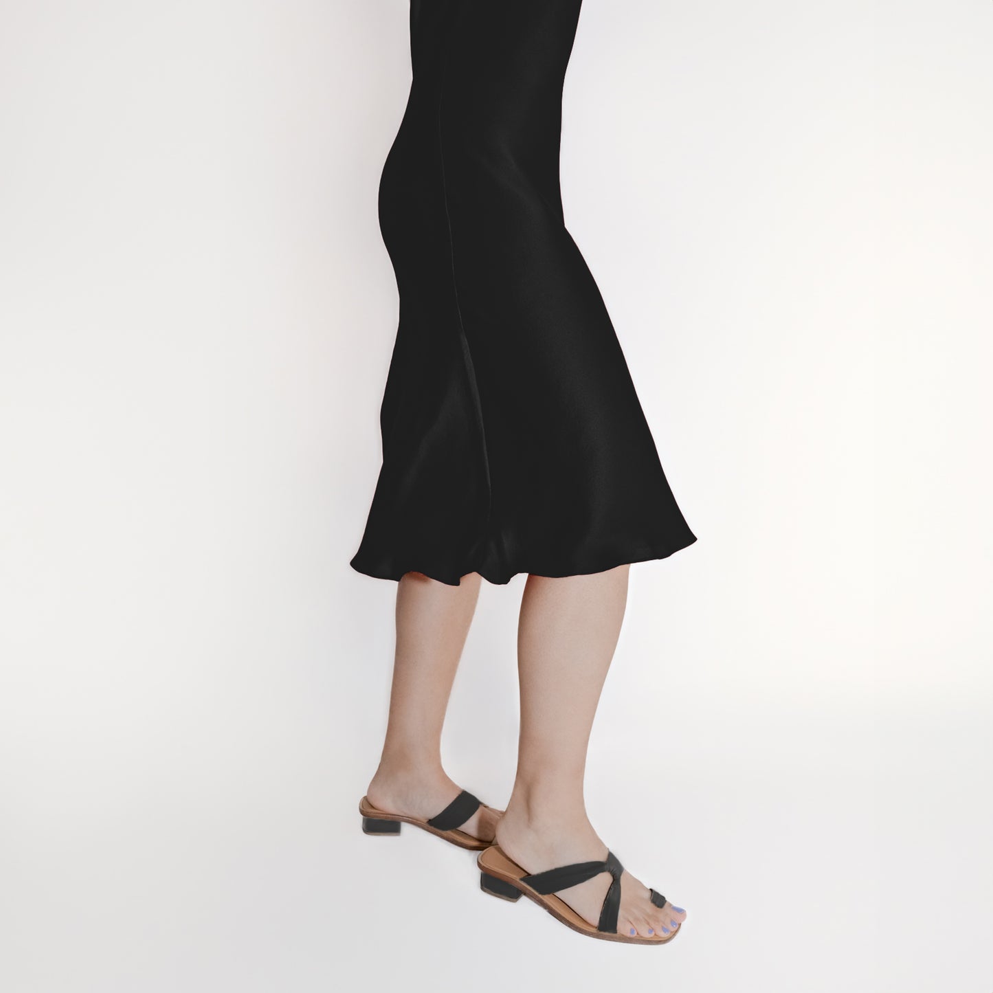 Washable Silk- Slip Dress - Black
