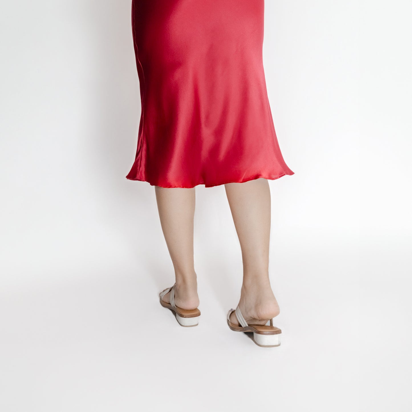 Washable Silk- Slip Dress - Red